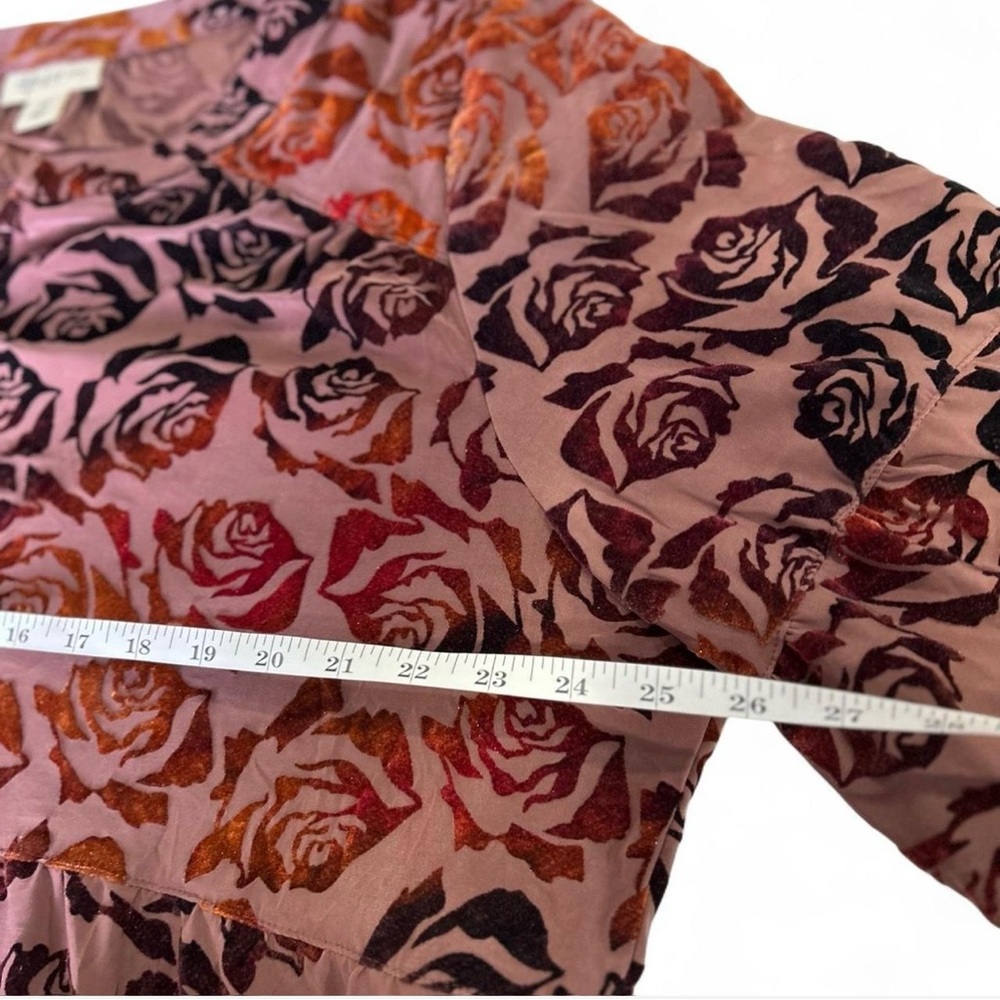 NWT Whimsical Floral Burnout Velvet Peasant Bell Sleeve Blouse Woman's 3XL - Picture 7 of 8
